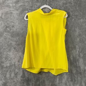 MM Lafleur 100% Silk Sleeveless Tank Top women XS yellow mock neck